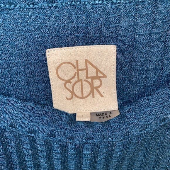 Chaser Women's Top L Thermal Tunic Top Teal Blue - Picture 2 of 5